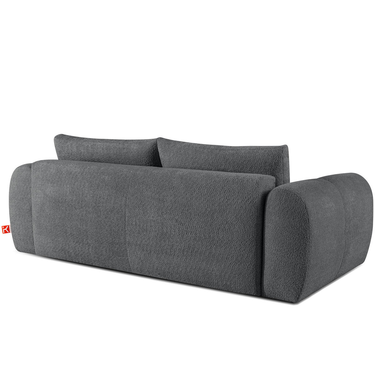 SOFA LIRA mit Pouf, Dunkelgrau, Bouclé - Dunkelgrau, Holz/Holzwerkstoff (96/43/50cm) - KONSIMO®