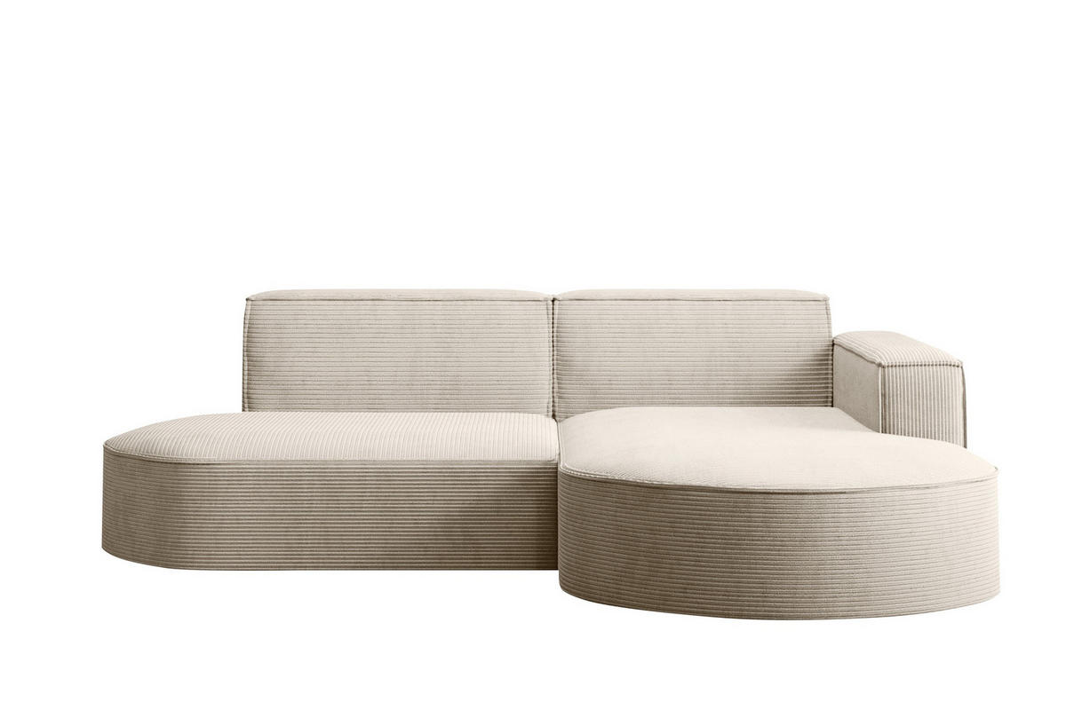 ECKSOFA Modena Studio, Cord Stoff Beige Rechts - Beige, Holzwerkstoff/Textil (236/165cm) - Kaiser Möbel