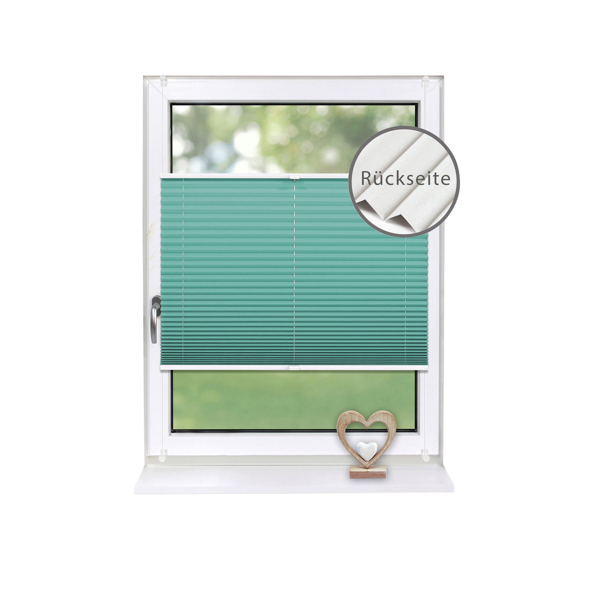 PLISSEE Thermo Basic 70 x 210cm Klemmfix ohne Bohren - Türkis, Textil (70/210/210cm) - Deco-Raum