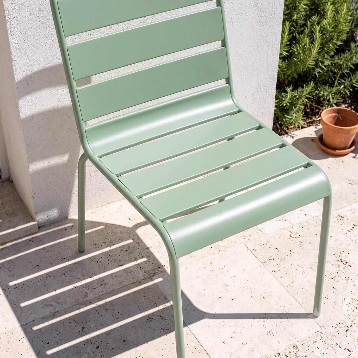 GARTENSTUHL, Salbeigrünen - Grün, Metall (42/83/53cm) - Oviala