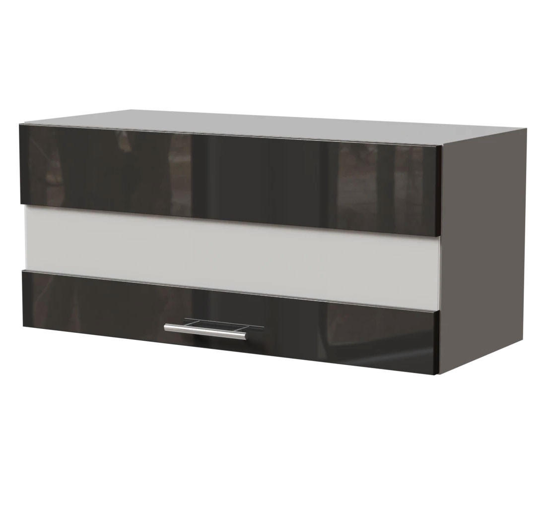 KLAPPHÄNGESCHRANK Essen W4BS/80/LAM Graphit Hochglanz / Grau Matt 80 / 32,5 / 36cm - Graphitfarben/Grau, Holz/Holzwerkstoff (80/36/32.5cm) - Feldmann-Wohnen