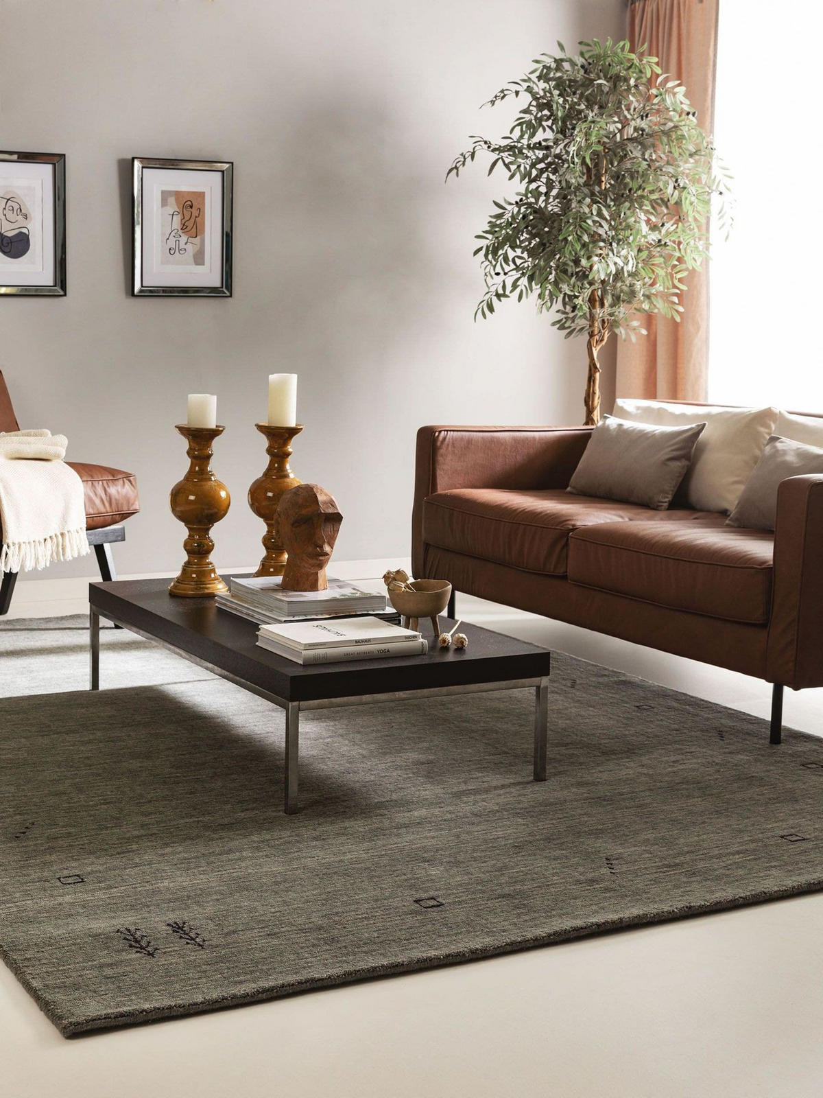 TEPPICH Wollteppich Jamal Grau - Grau, Textil (250/1cm) - KUNSTLOFT