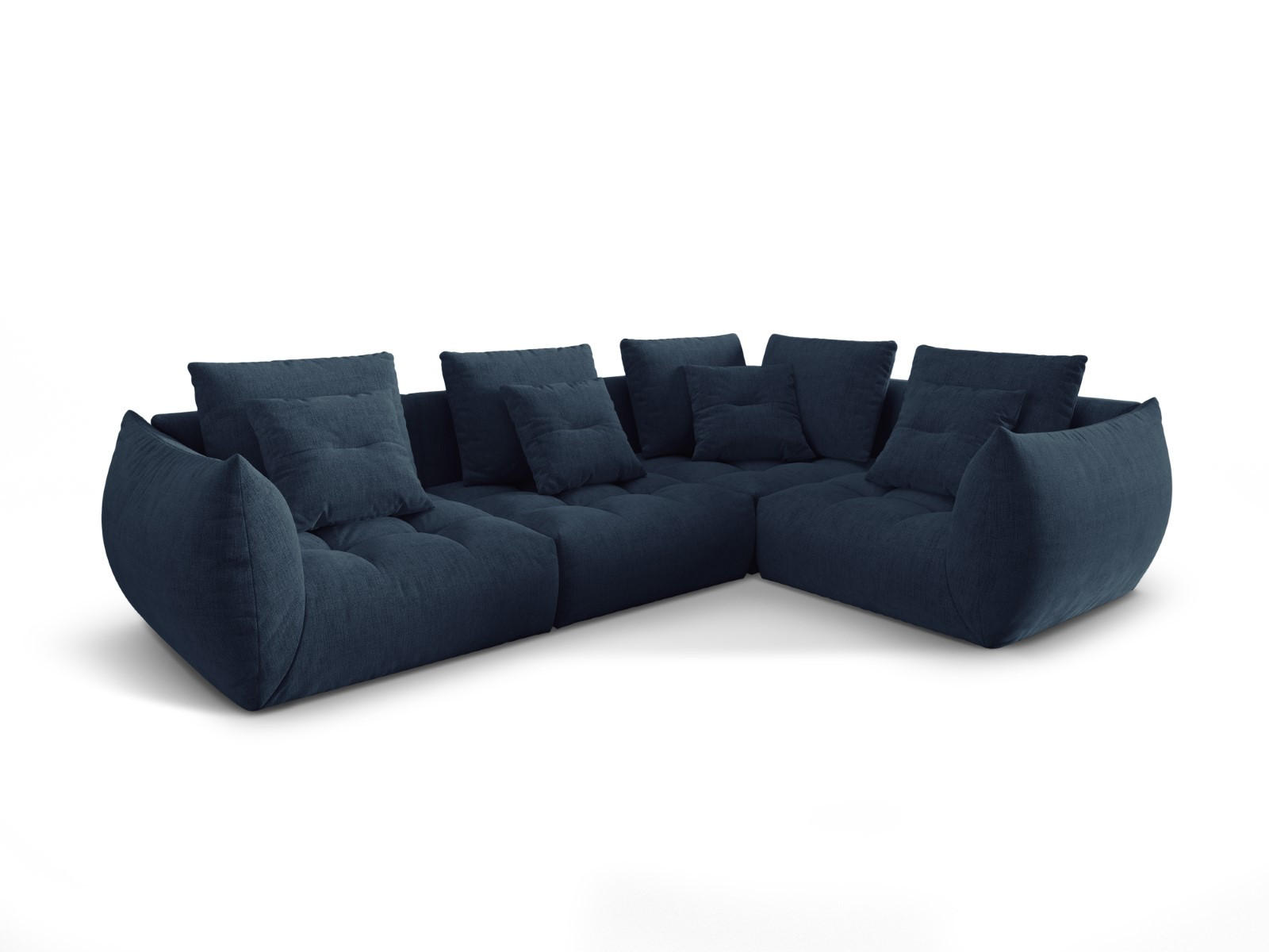 ECKSOFA modular rechts Bloom aus strukturiertem Stoff dunkelblau 3 Sitzplätze - Dunkelblau, Textil (216/316cm) - Micadoni