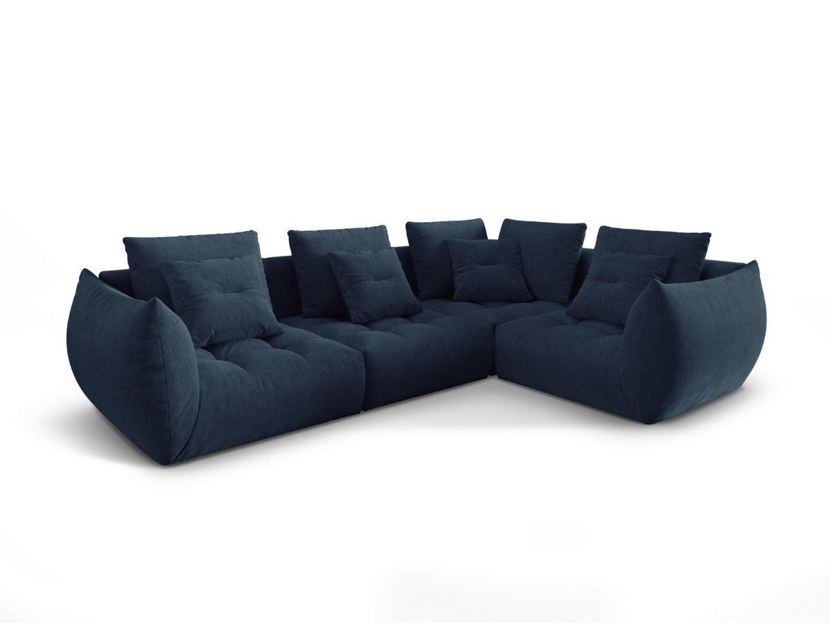 ECKSOFA modular rechts Bloom aus strukturiertem Stoff dunkelblau 3 Sitzplätze - Dunkelblau, Textil (216/316cm) - Micadoni