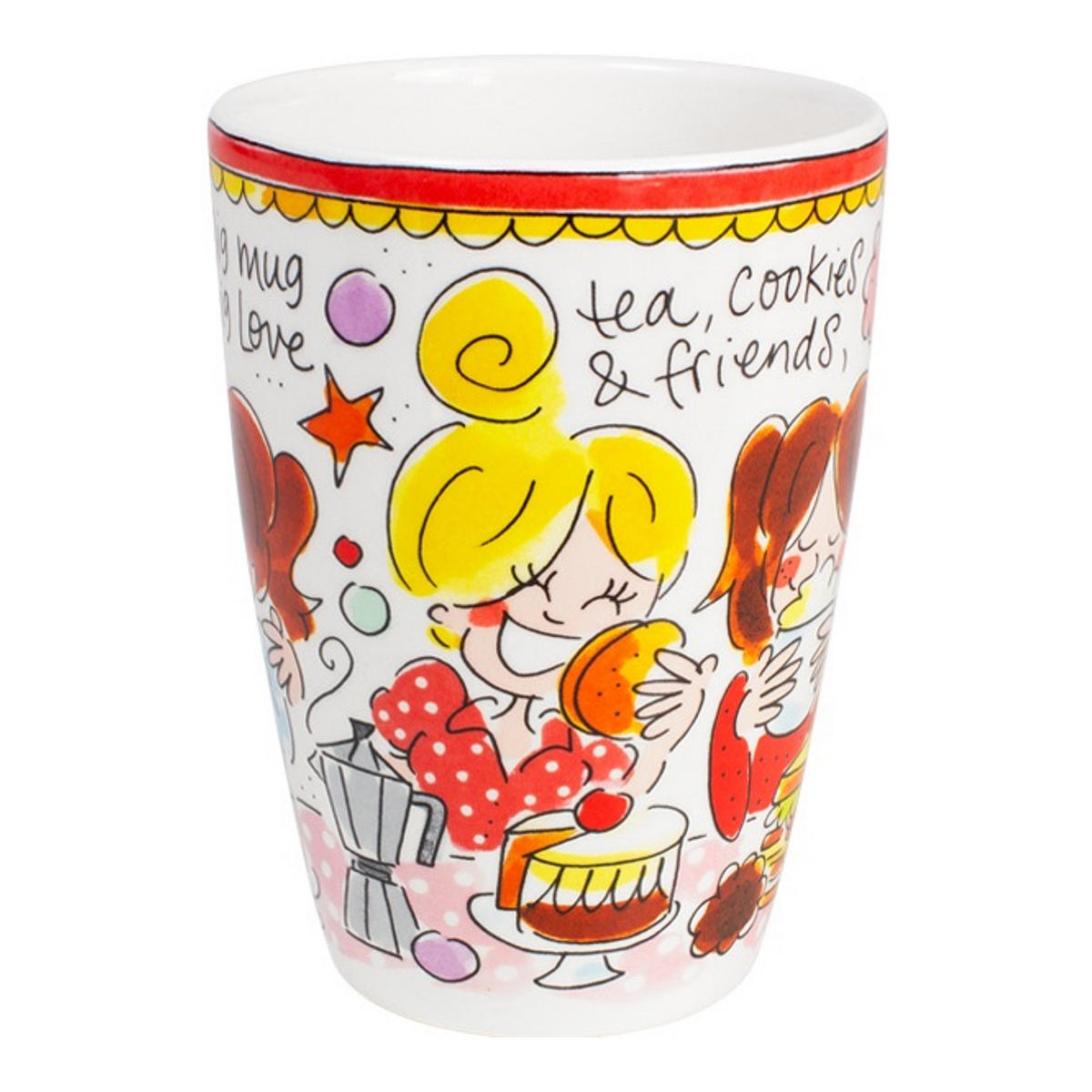 XL-BECHER Roter Rand in Bunt - 500 ml - Multicolor, Keramik (0.5L) - Blond Amsterdam