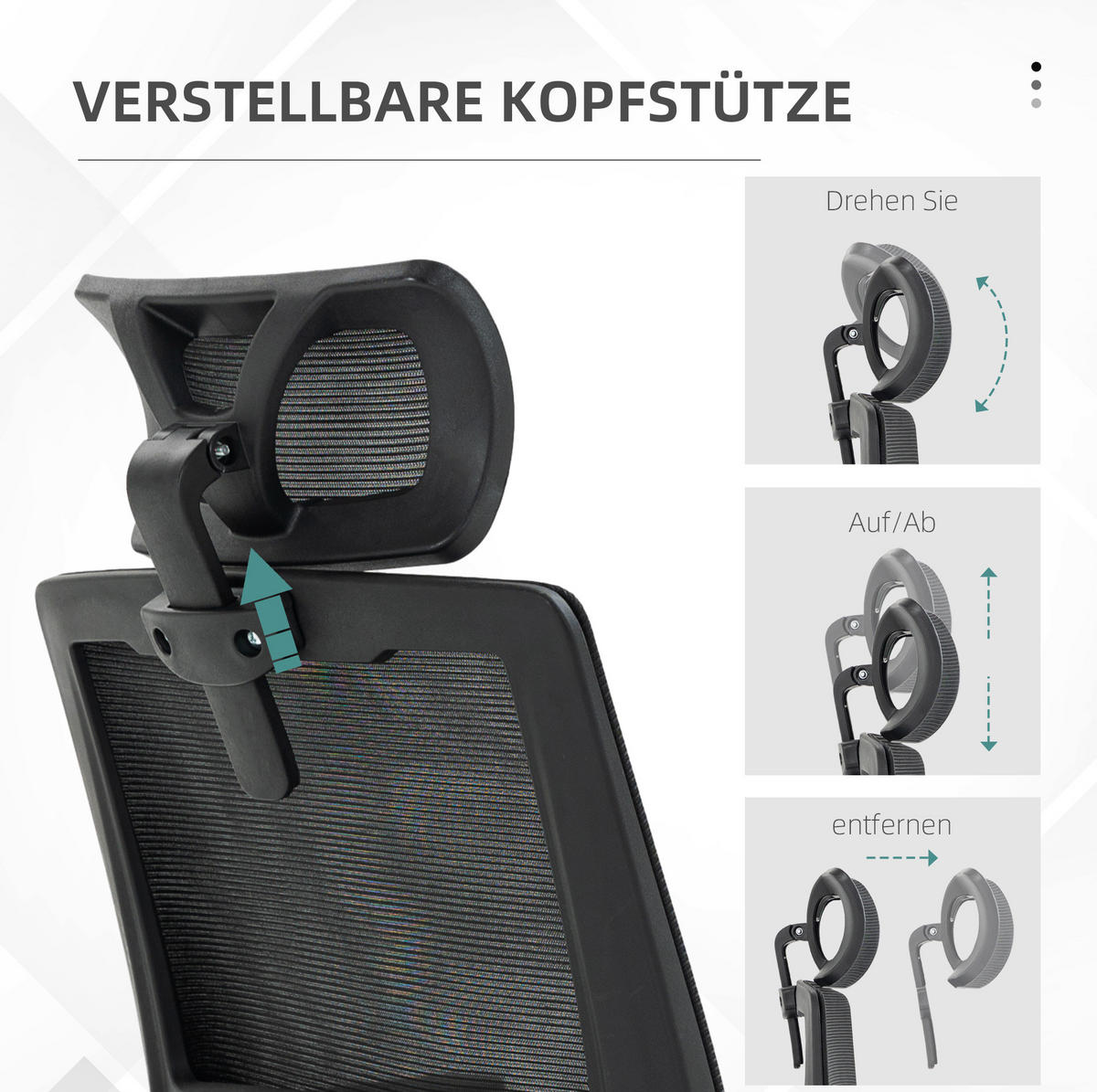 BÜROSTUHL in Schwarz 61x58x119 cm mit Kopfstütze, Lendenstütze und Wippfunktion - Schwarz, Textil (58/119/61cm) - IVMEU