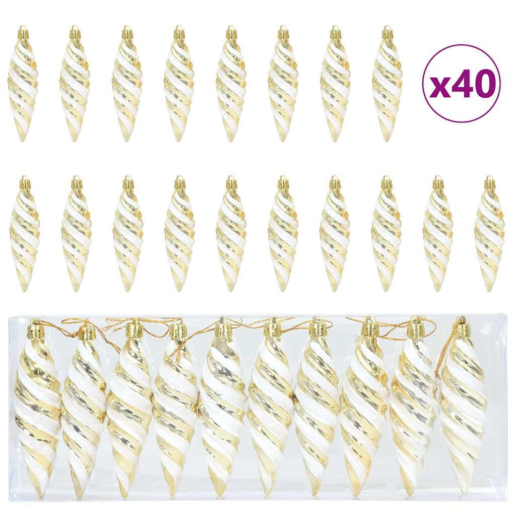 WEIHNACHTSKUGEL Spiralenform 40 -teilig 3/11 cm Gold Kunststoff - Goldfarben, Kunststoff (3/11/3cm) - vidaXL