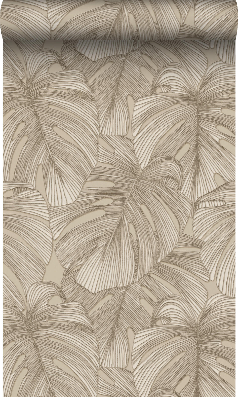 TAPETE 3D Muster Blätter 50 x 900 cm - Beige, Papier (50/900cm) - Origin Wallcoverings