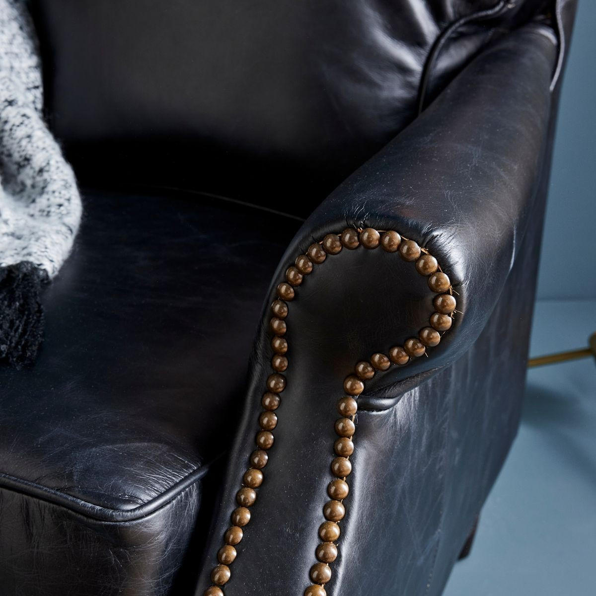 Ledersessel in Schokoladenfarbe L73 cm - KANSAS - Schwarz, Textil (75/74/73cm) - Signature