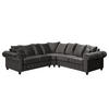 ECKSOFA - Samt - Silberfarben/Grau, Buchenholz/Textil (260/260cm) - home24