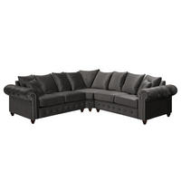 ECKSOFA - Samt - Silberfarben/Grau, Buchenholz/Textil (260/260cm) - home24