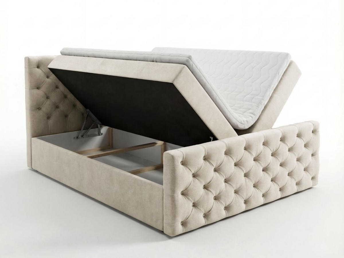 BOXBETT Montego 140x200 Creme - Creme, Holz/Textil (140/200cm) - Graingold