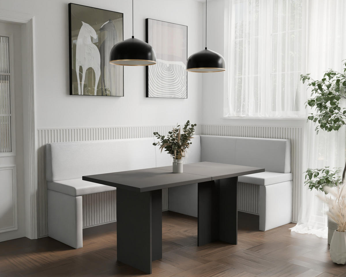 ECKBANK rechts OWEN Kunstleder, 128/168 cm Weiß - Weiß, Holz/Kunststoff (128/168cm) - Idohome