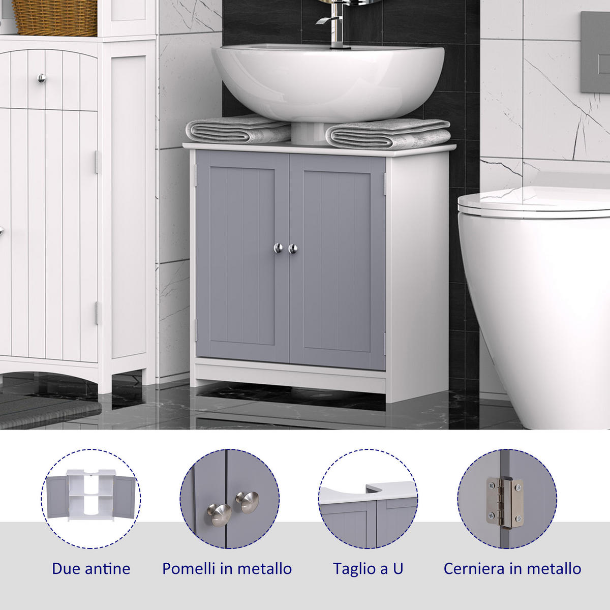 HÄNGESCHRANK Weiß, Grau 1 Stück - Weiß, Kunststoff (60/60/30cm) - GiPP