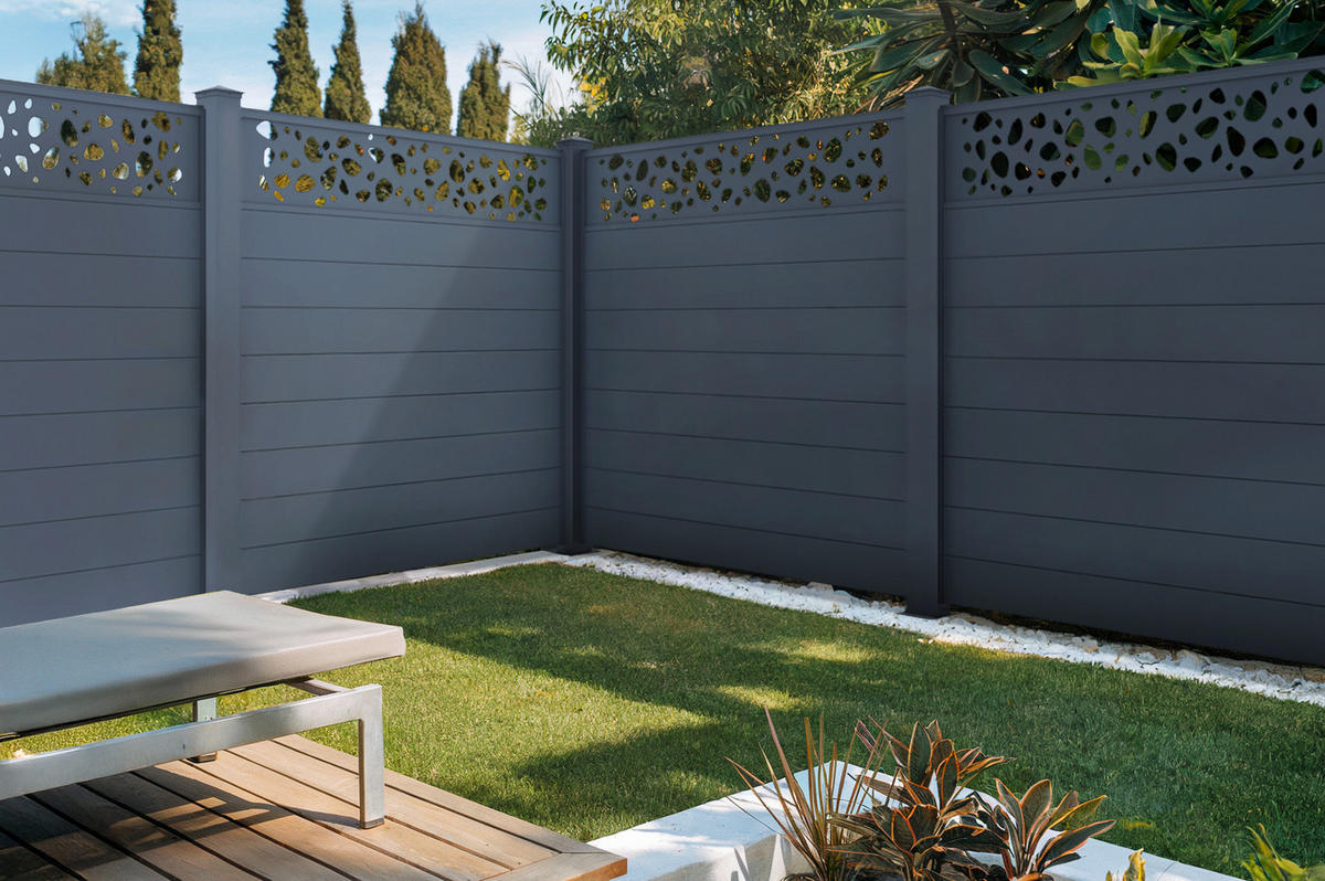 SICHTSCHUTZZAUN 5er-Set Sunny grau 1,9m H.170cm aluminium - Grau, Metall (945/166cm) - Casanoov