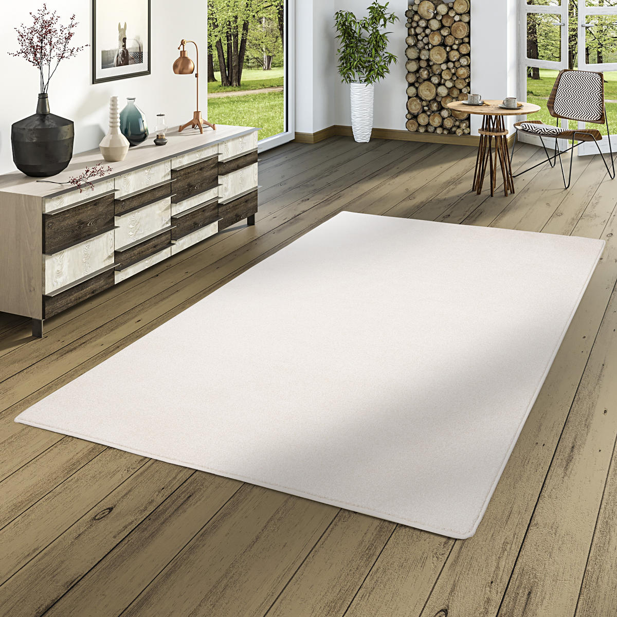 HOCHFLOR VELOURS TEPPICH LUNA - Weiß, Textil (100/200cm) - Snapstyle