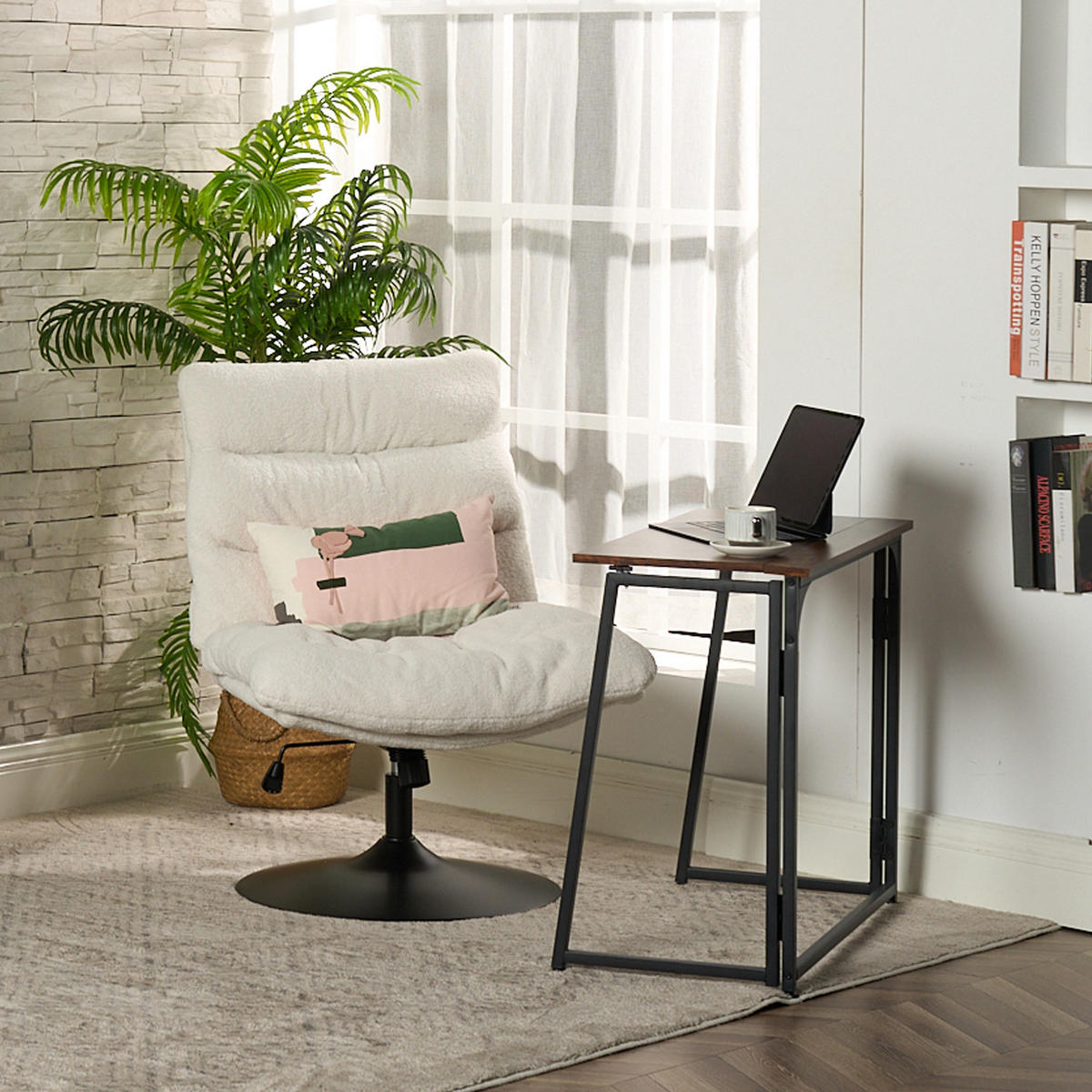 RELAXSESSEL in Schlingenstoff Weiß - Weiß, Textil/Metall (65/101.5/88.5cm) - Meubles Cosy