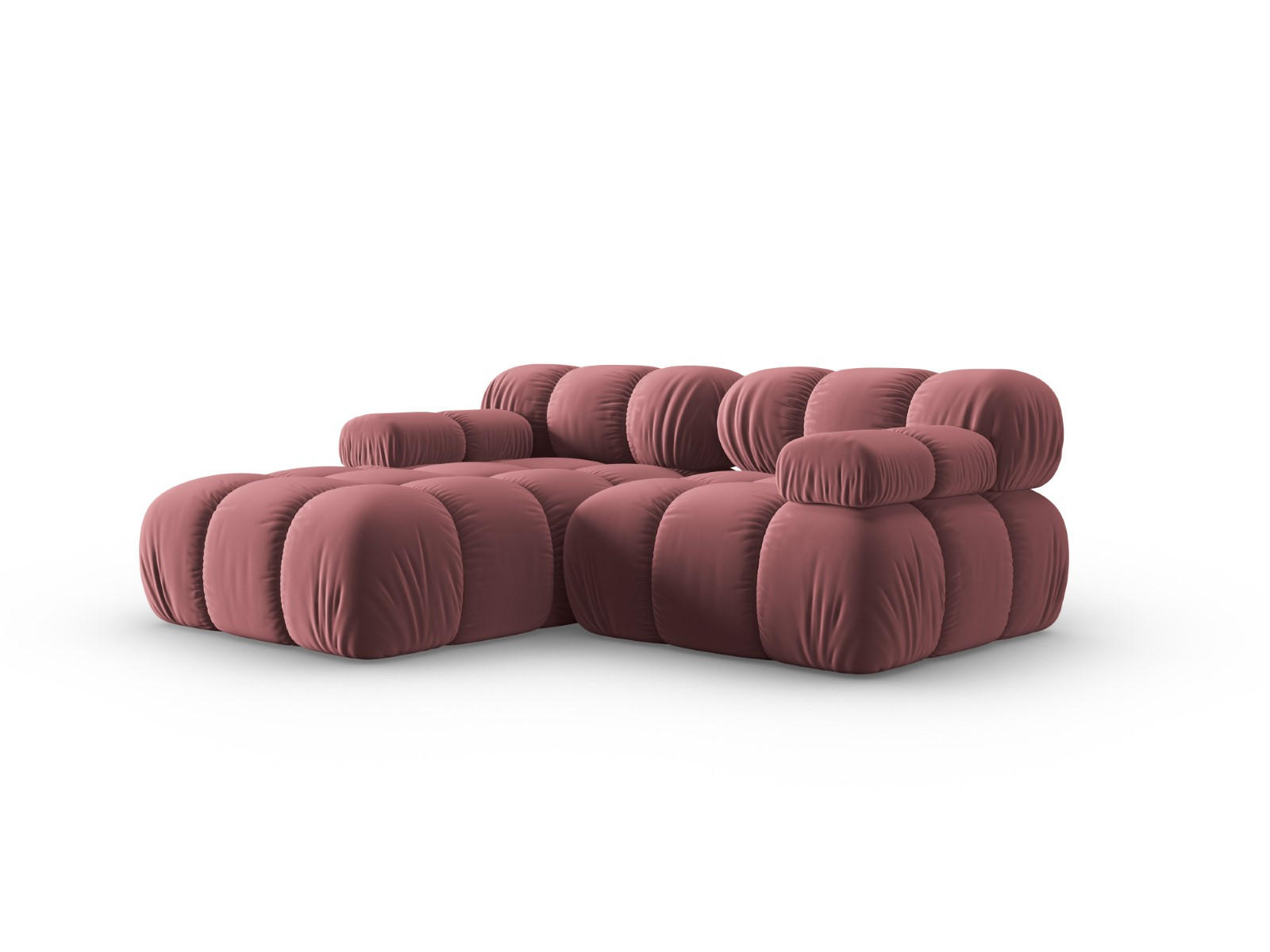 MODULARES-ECKSOFA links Bellis aus Samt rosa 3 Sitzplätze - Pink, Textil (157/191cm) - Micadoni