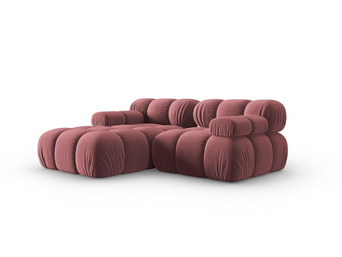 MODULARES-ECKSOFA links Bellis aus Samt rosa 3 Sitzplätze - Pink, Textil (157/191cm) - Micadoni
