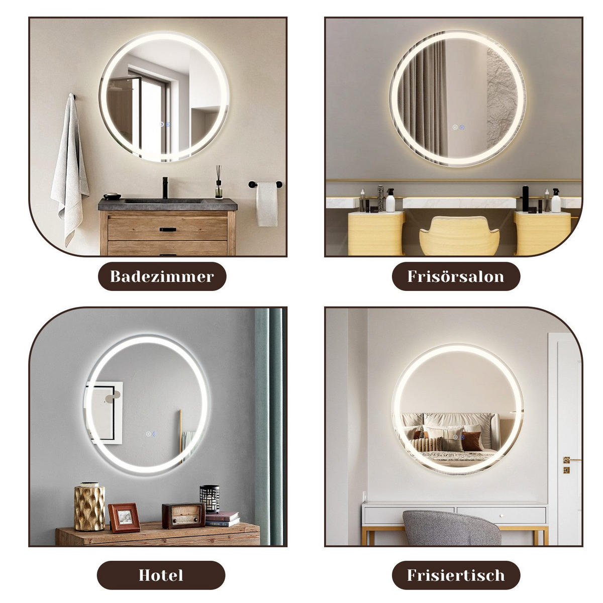 BADEZIMMERSPIEGEL Mainz mit LED-Leuchte Ø60 cm - Weiß, Glas (60/2.5/60cm) - Nettlife