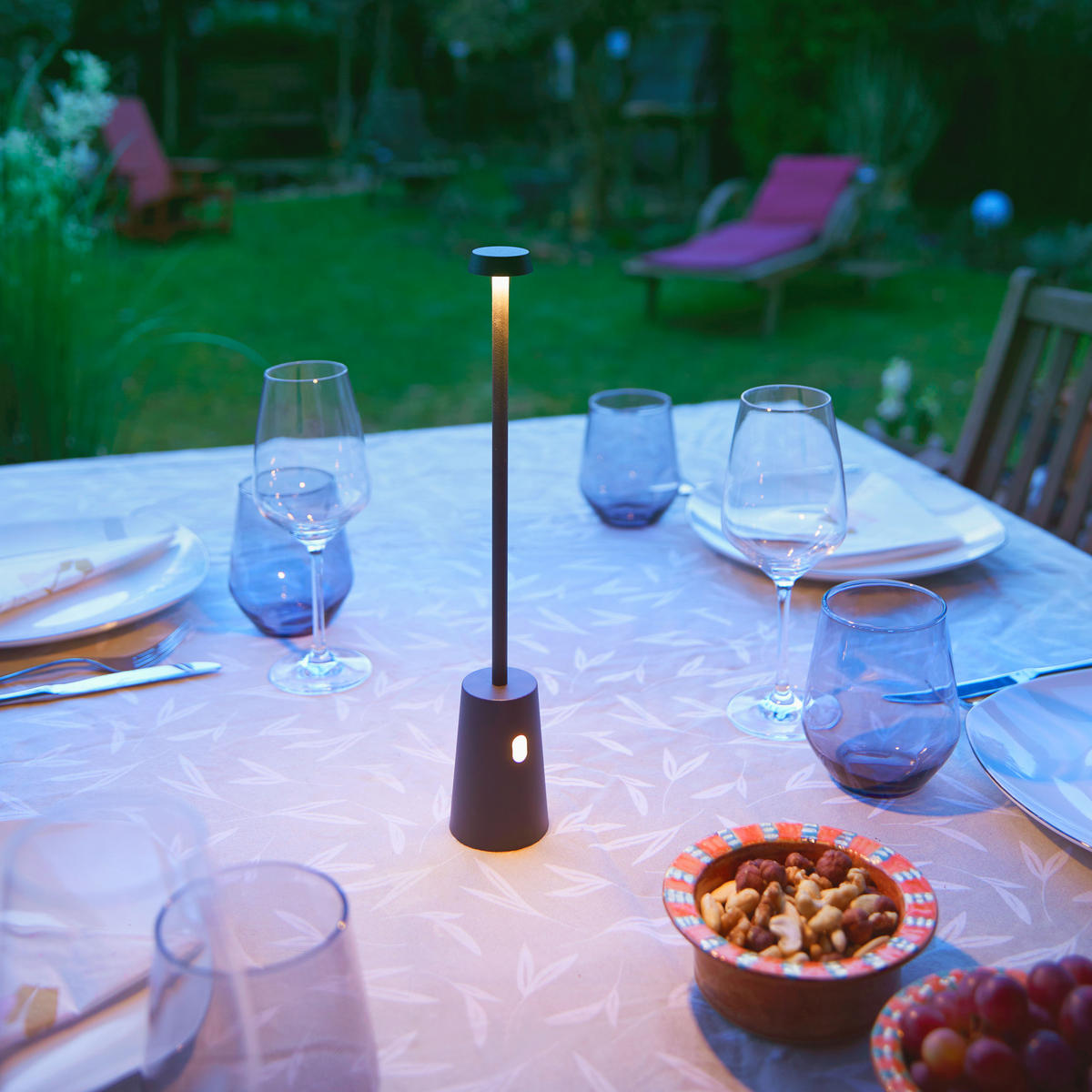 LED-TISCHLAMPE - dimmbar mit Touchsensor und Ladestation für warmweißes Licht, ideal für Innen und Außen, 1er-Set - Weiß, Kunststoff (5.5/5.5/32.2cm) - Northpoint