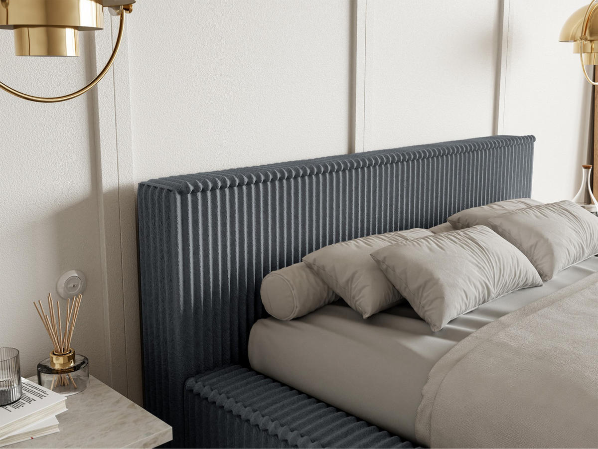 POLSTERBETT AFFOLIO Grau 180x200 cm - Schwarz/Grau, Holz/Textil (180/200cm) - Selsey