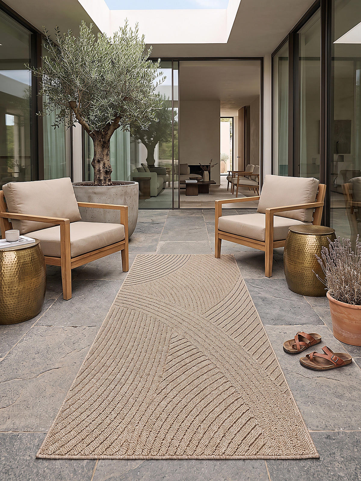 TEPPICHLÄUFER Geometrisch TOCE Polypropylen Natur 80 x 150 cm - Beige, Textil (80/150cm) - KADIMA DESIGN