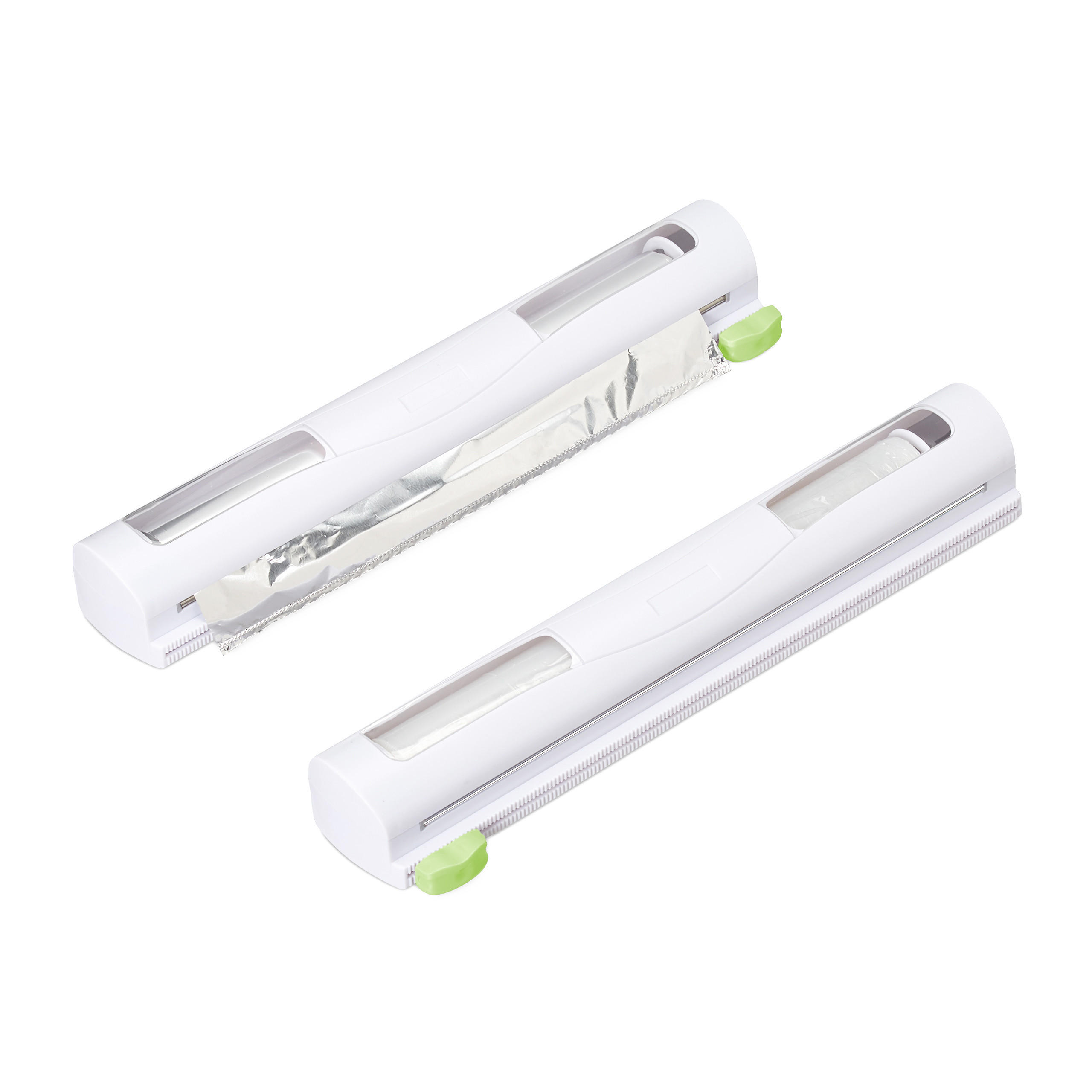 2XFOLIENSCHNEIDER - Weiß, Kunststoff/Metall (37/5/8cm) - Relaxdays