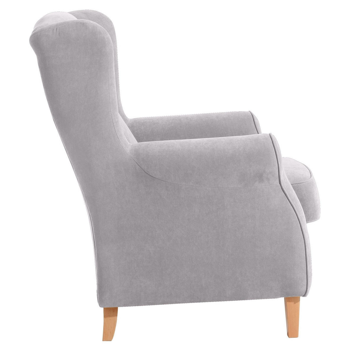 OHRENSESSEL Karlen Bezug Veloursstoff Buche natur / silber - Silberfarben/Buchefarben, Kunststoff (86/103/77cm) - 58aufmkessel