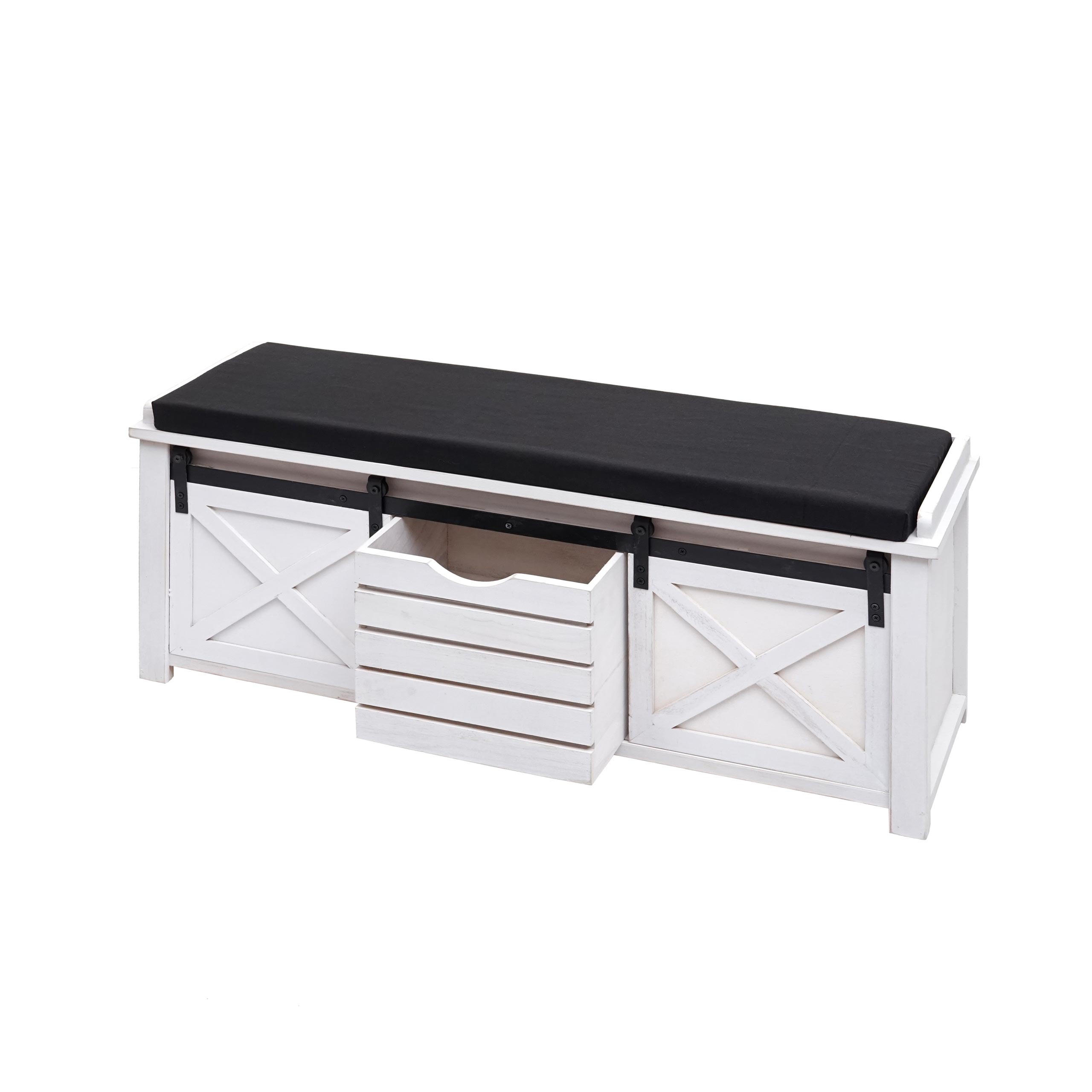 SITZBANK MIT STAUFÄCHERN Schwarz - Schwarz, Holz (102/43/33cm) - MCW