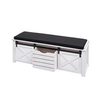 SITZBANK MIT STAUFÄCHERN Schwarz - Schwarz, Holz (102/43/33cm) - MCW