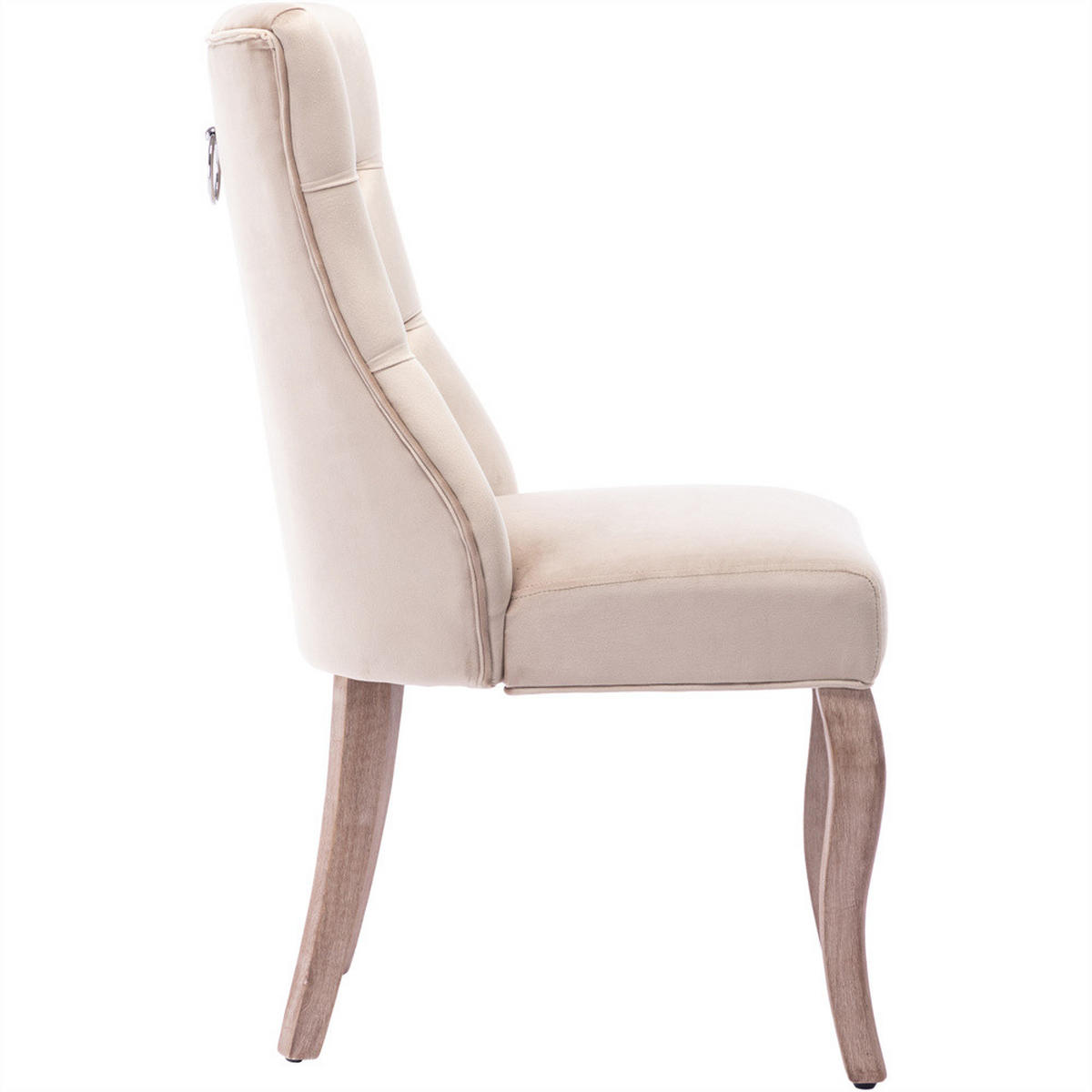 STUHL-SET 2 Stück in Beige Samt - Beige, Holz/Fell (47/97/51cm) - KOMHTOM