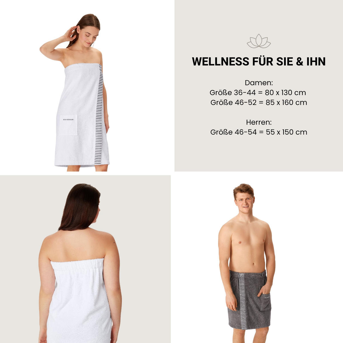 SAUNAKILT Rom Damen - 36-42 - Weiß - Weiß, Textil (80/130cm) - SCHIESSER