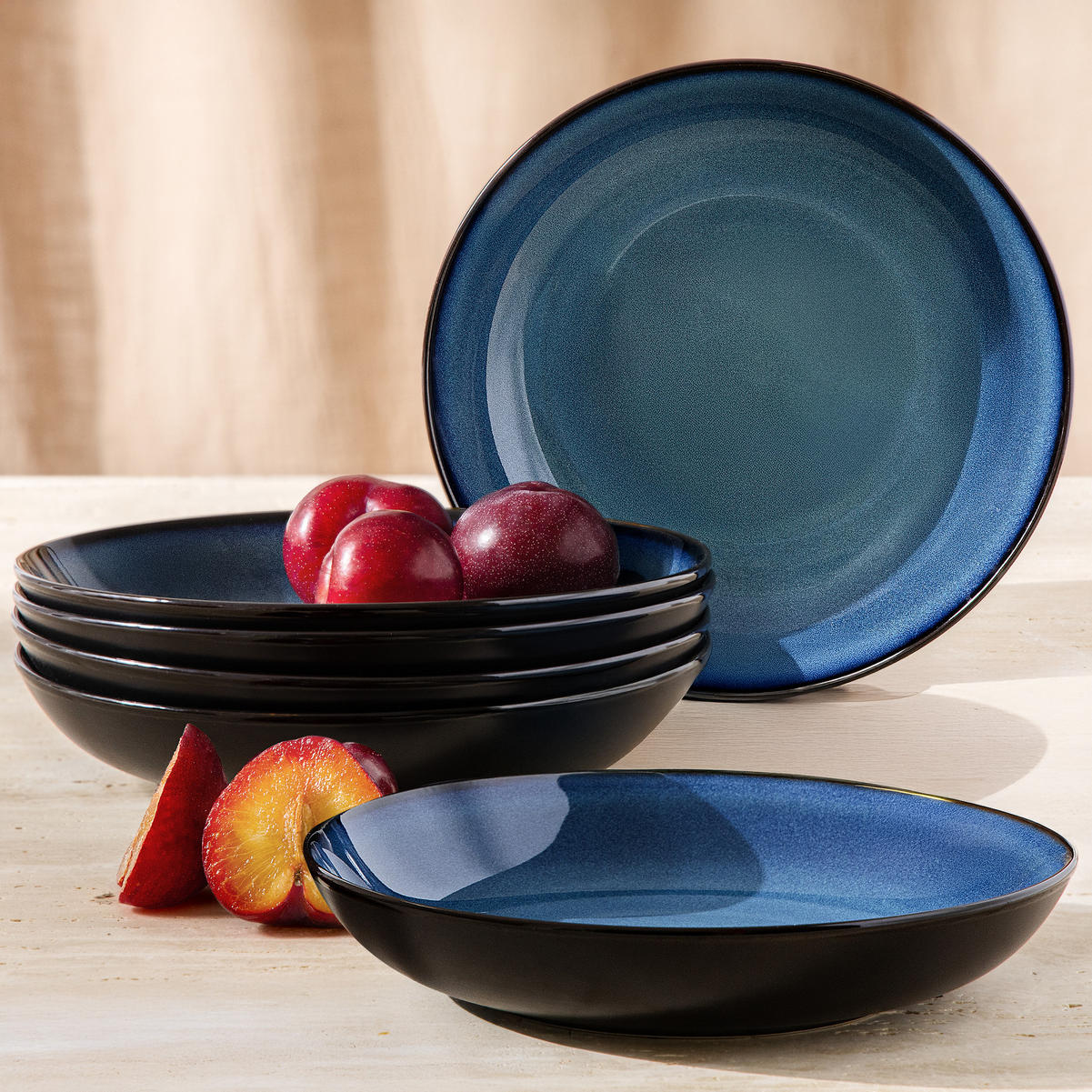 TELLER-SET SUPPENTELLERSET BALI 6-tlg - Blau, Keramik (23cm) - Ritzenhoff Breker