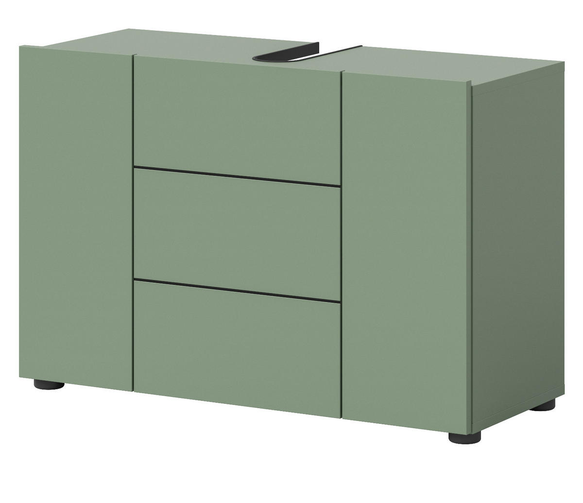 WASCHBECKENUNTERSCHRANK grün, Badezimmer Unterschrank 82 x 56 cm - Schwarz/Grün, Holzwerkstoff/Kunststoff (38/56/34cm) - Inn.Furn