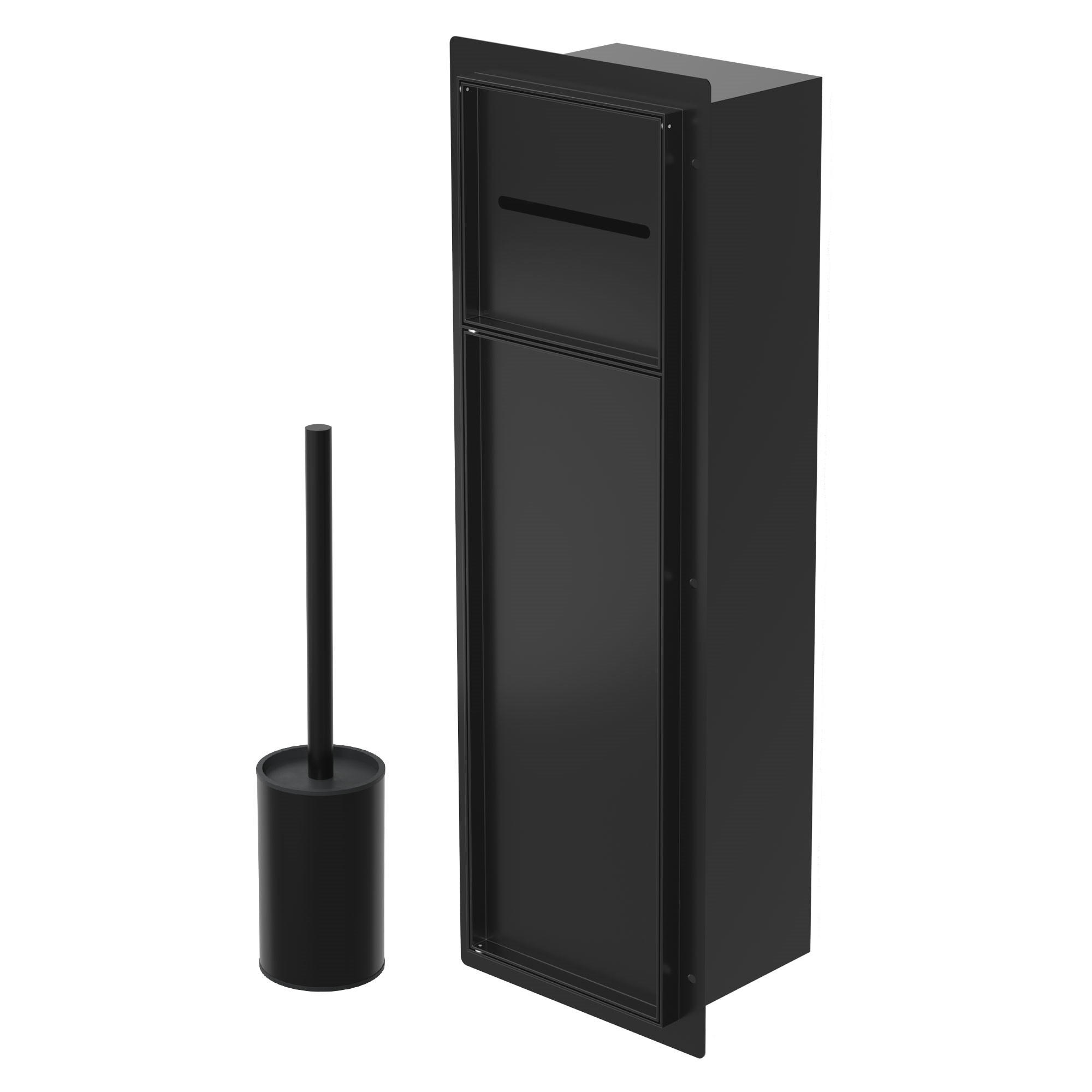 LuxeBath ZAPUŠTĚNÝ skříňkový modul WC z nerezové oceli, černý matný, 60 x 20 x 14 cm