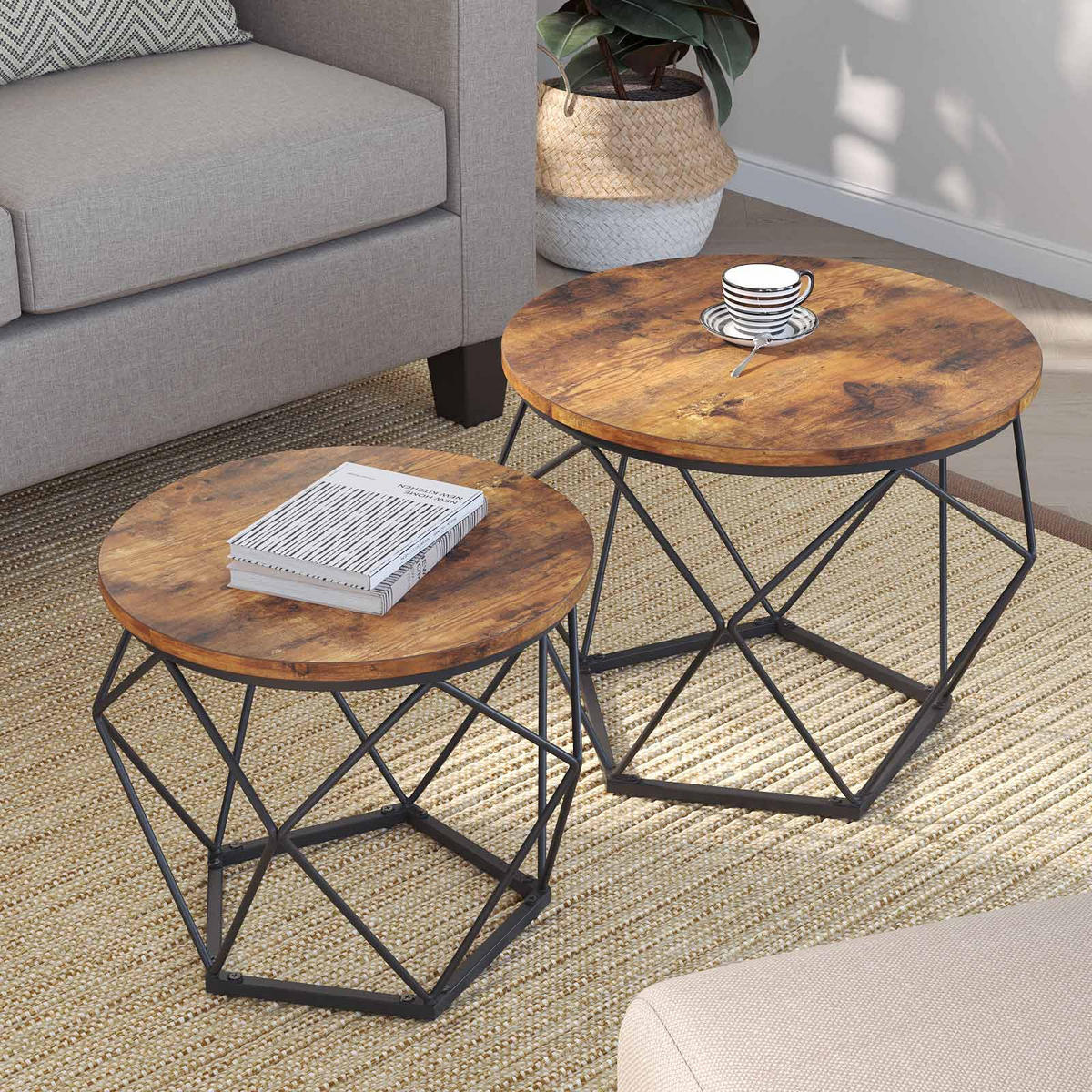 COUCHTISCH 2ER-SET - Braun, Holzwerkstoff (50/50/40cm) - Hansiro