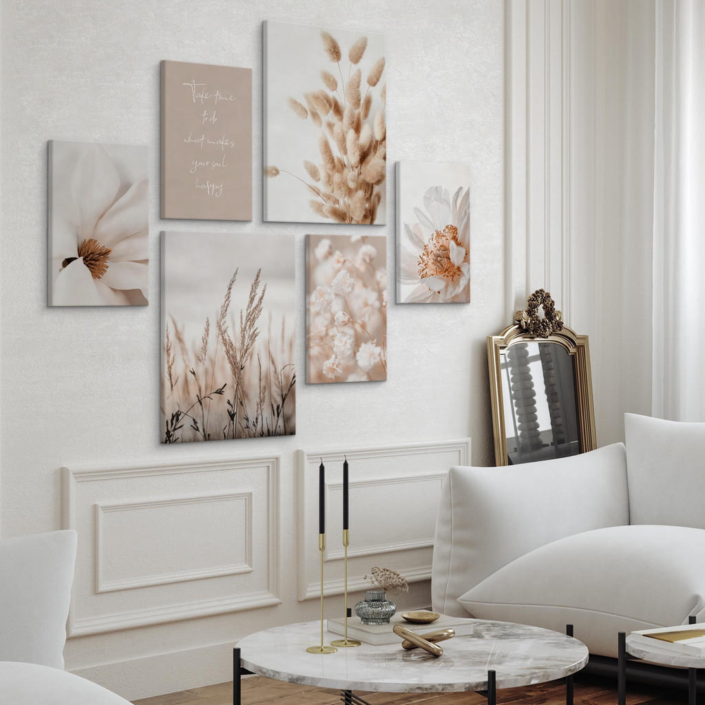 Thumbnail - Muralo Leinwandbilder, Beige, Braun, Orange, Schwarz, Weiß, Textil, Holz, Baum/Pflanze/Natur, Sprichwort/Zitat, Rechteck...