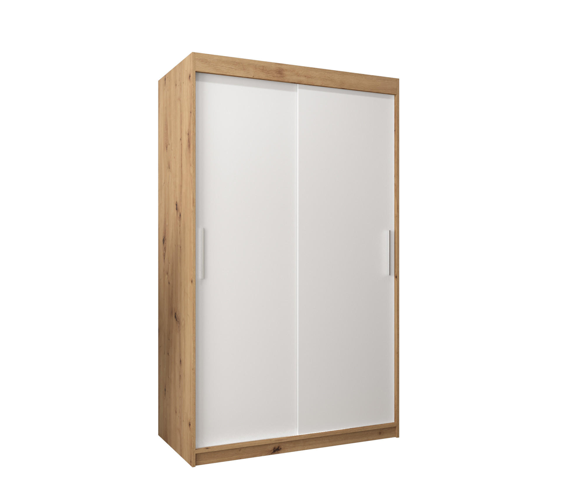 SCHWEBETÜRENSCHRANK 200/120/62 2-türig - Silberfarben/Weiß, Holz/Kunststoff (120/200/62cm) - Abiks Möbel