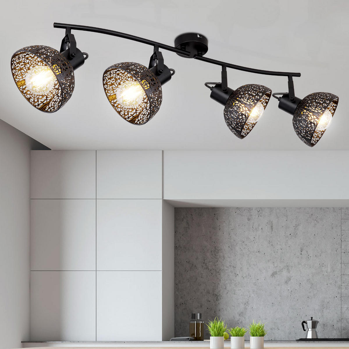 DECKENLEUCHTE PANTALLA Metall Schwarz - Schwarz, Metall (87/28.5/21.5cm) - Globo Lighting