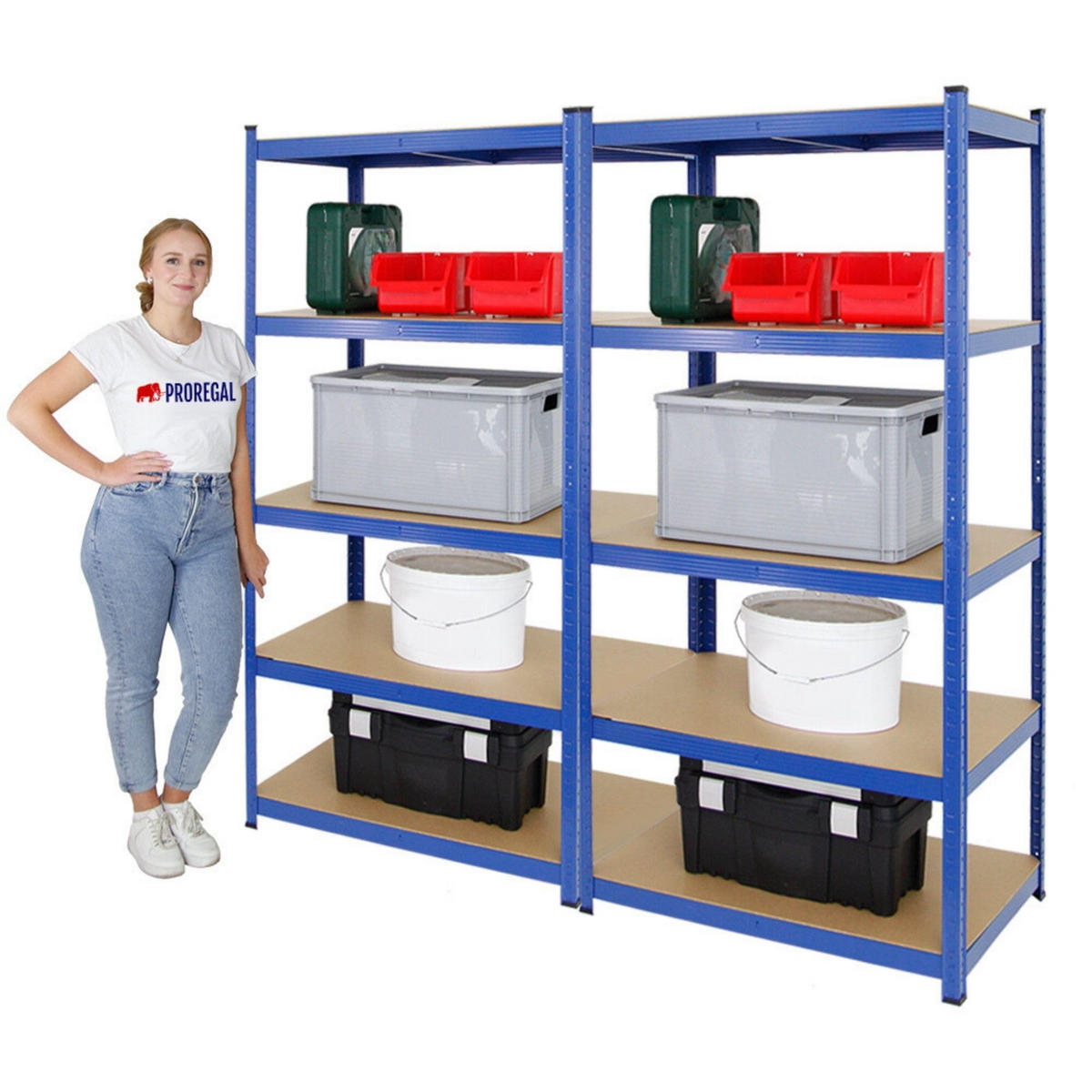 SCHWERLASTREGAL Taurus 2er-Set mit 2x 180x90x60 cm Fachlast 175 kg Blau - Blau, Metall (180/180/60cm) - PROREGAL