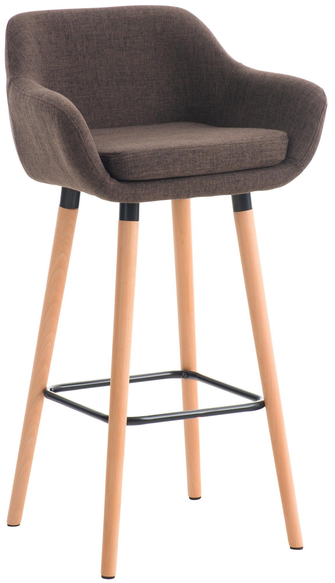 BARHOCKER mit Lehne Braun VILO Stoffbezug 99x55x46 cm - Braun, Holz/Textil (55/99/46cm) - DELUKE