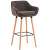 BARHOCKER mit Lehne Braun VILO Stoffbezug 99x55x46 cm - Braun, Holz/Textil (55/99/46cm) - DELUKE