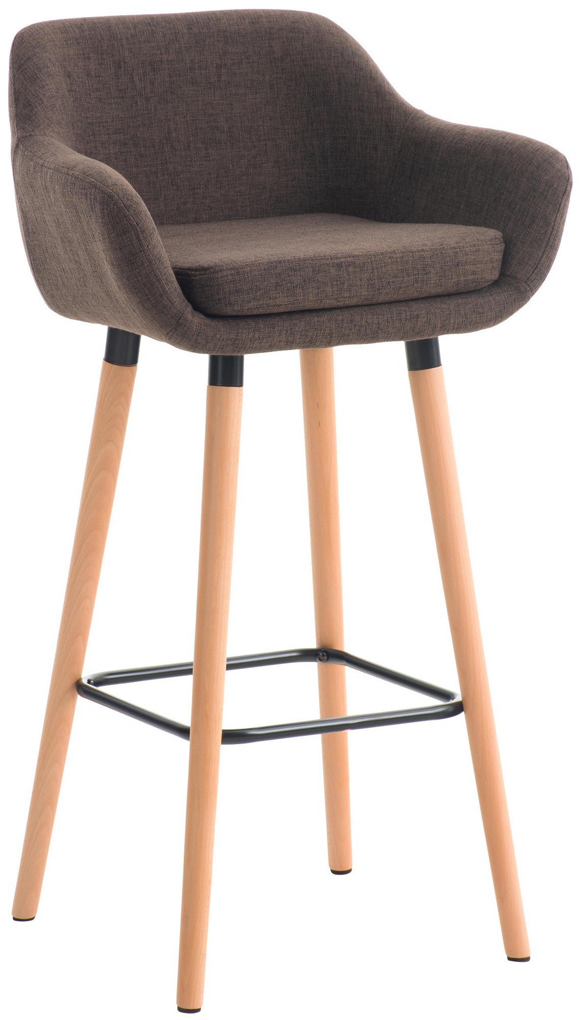 BARHOCKER mit Lehne Braun VILO Stoffbezug 99x55x46 cm - Braun, Holz/Textil (55/99/46cm) - DELUKE