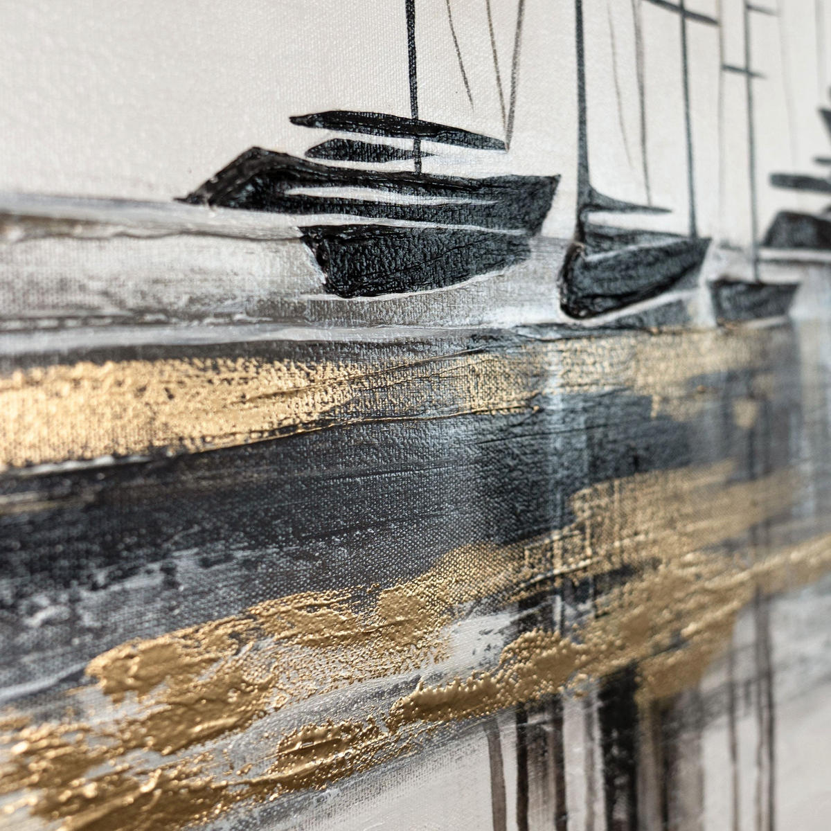 GEMÄLDE Yachten auf Keilrahmen 115x50 cm - Braun, Holz (115/50cm) - YS-art gallery