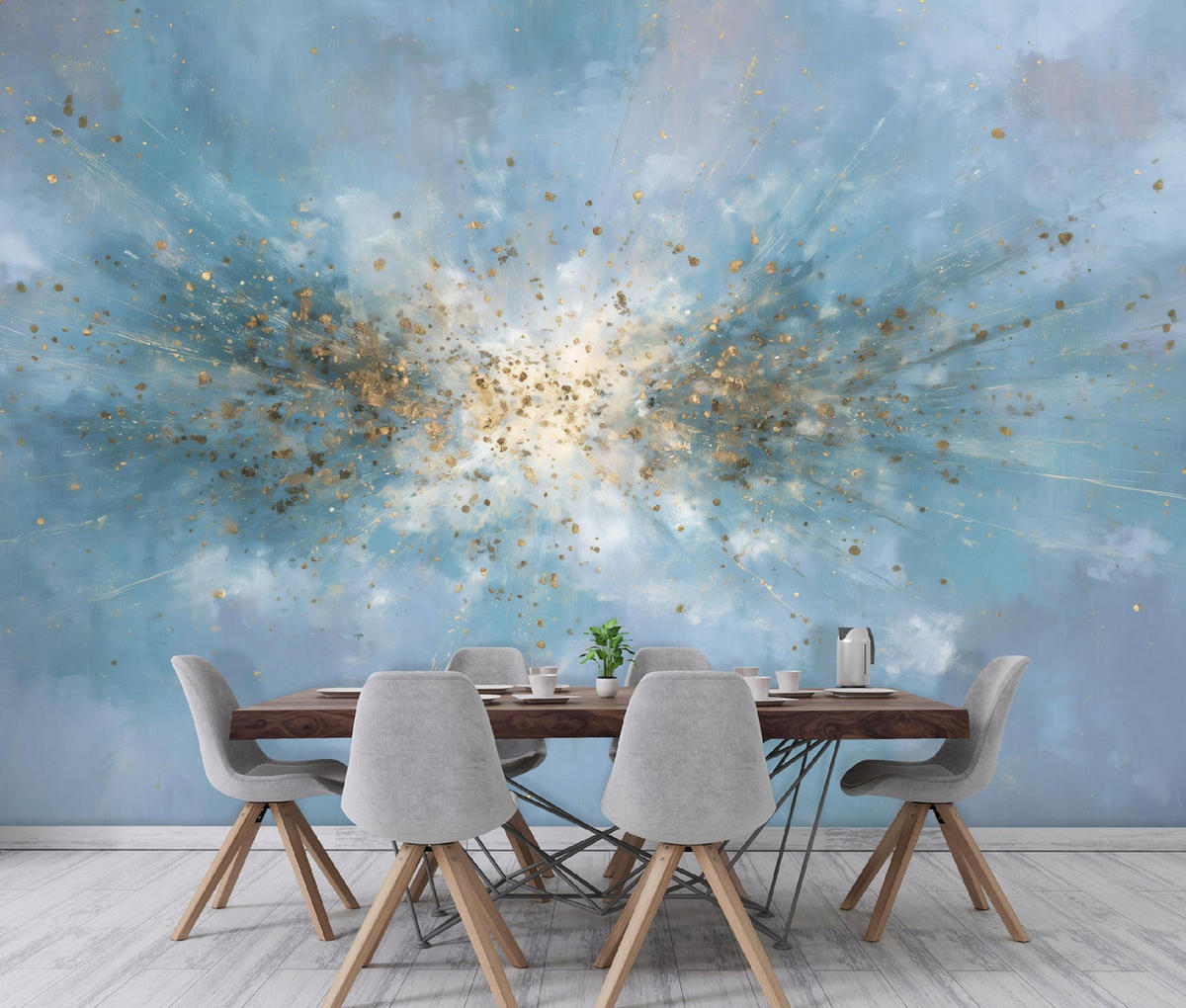 FOTOTAPETE Abstrakt Modern Blau 350x250 cm - Multicolor, Papier (350/250cm) - Wallarena