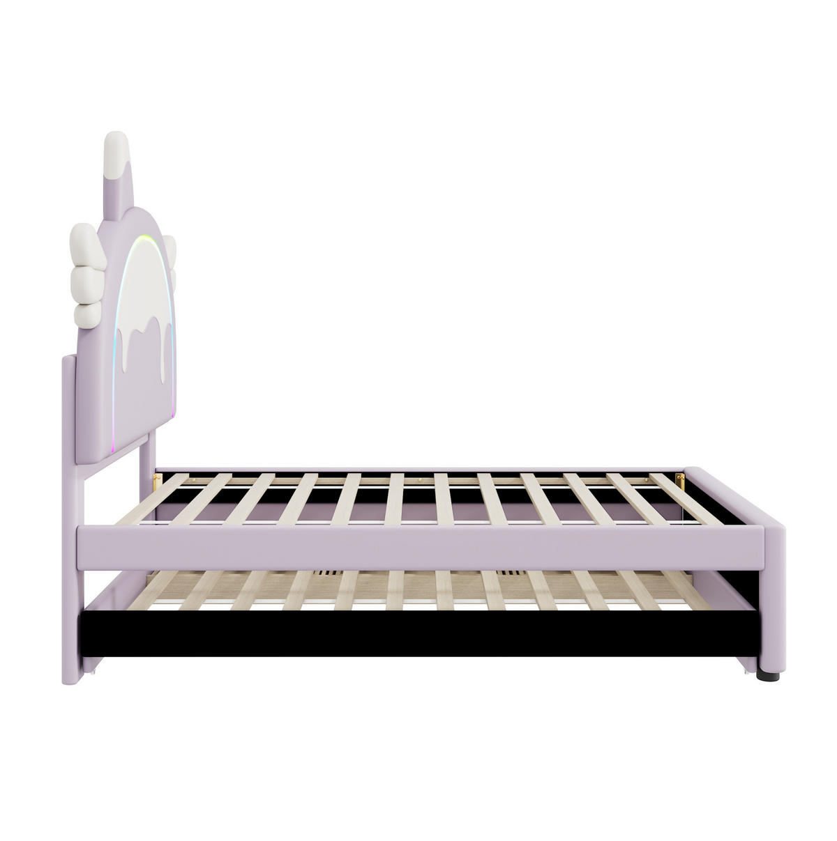 KINDERBETT 90/200 cm Violett aus PU mit Einhornform und Ausziehbett - Lila, Kunststoff (90/200cm) - OKMYHOME