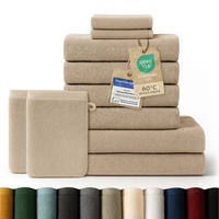 HANDTUCH 8-teilig, 2x Badetuch 70/140 + 4x Handtuch 50/100 + 2x Gästetuch 30/30 + 2x Waschlappen 15/20 cm, Taupe - Taupe, Textil (70/140cm) - Blumtal