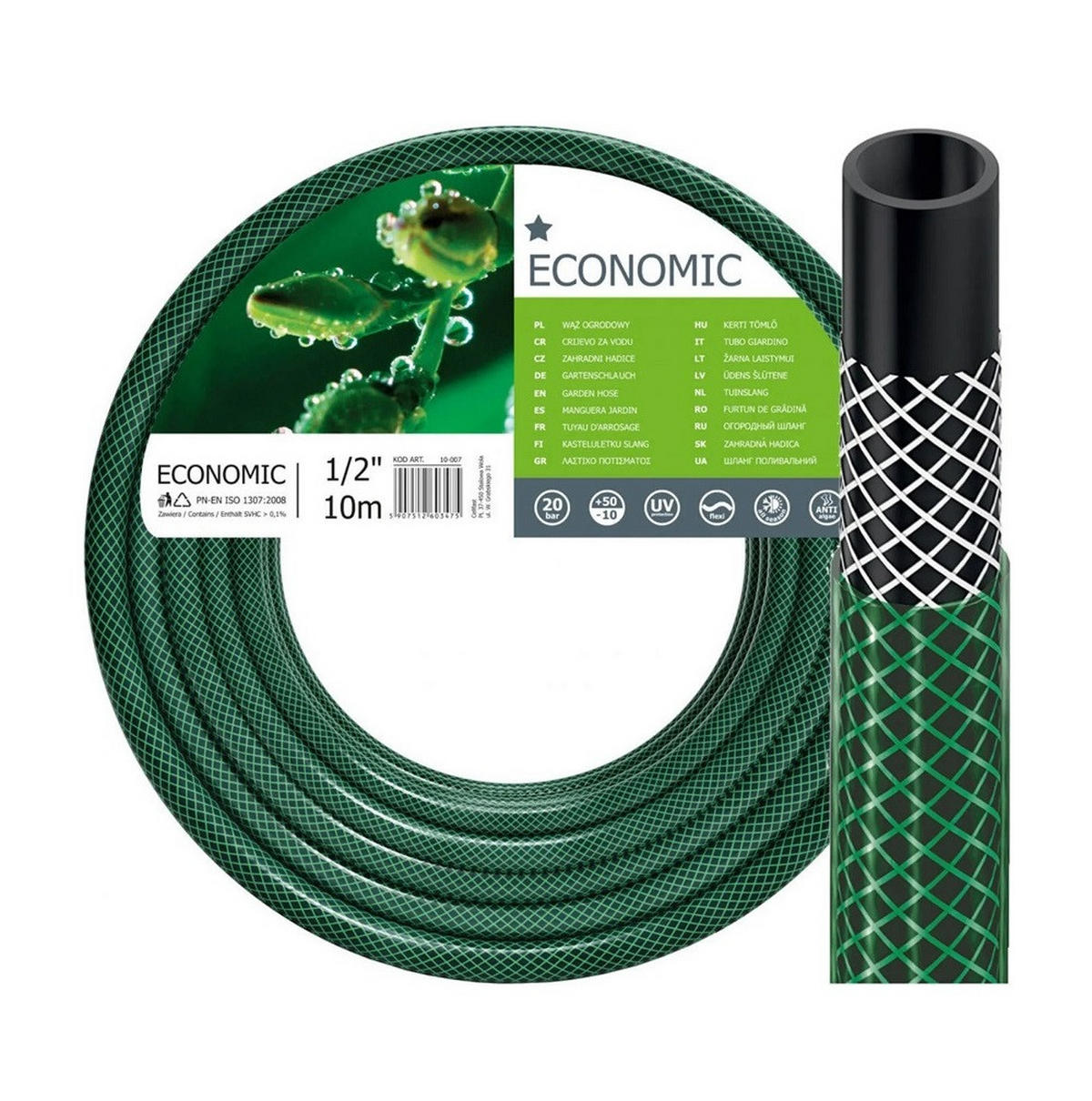 GARTENSCHLAUCH ECONOMIC 1/2" 10 m - Transparent, Kunststoff (1000cm)