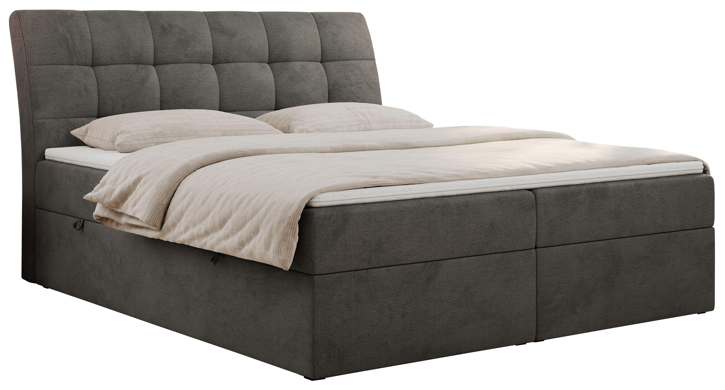 BOXBETT DIEGOS 200/200 Dunkelgrau Velvet - H3 - Dunkelgrau, Holz/Textil (200/200cm) - MKS